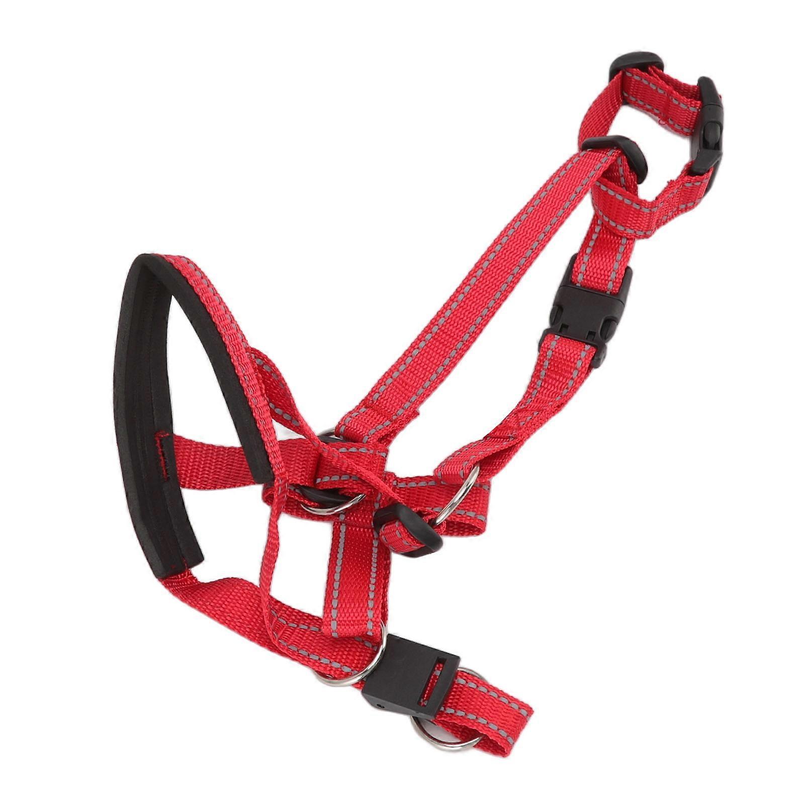 Breathable Red Dog Head Collar Muzzle Adjustable Strap Large