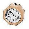 Analog Wooden Alarm Clock - Vintage Table Clock with Octagon Student Gift Bedside Decor
