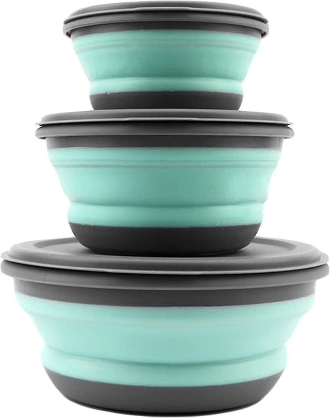 Folding Bowl With Lid, 3 Pieces Of Silicone Portable Folding Bowl For Camping-yvan