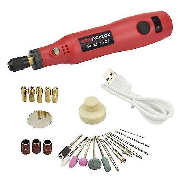 10W Hobby Craft Mini Drill Grinder Set - Red Modeling and Polishing Tool for DIY Projects