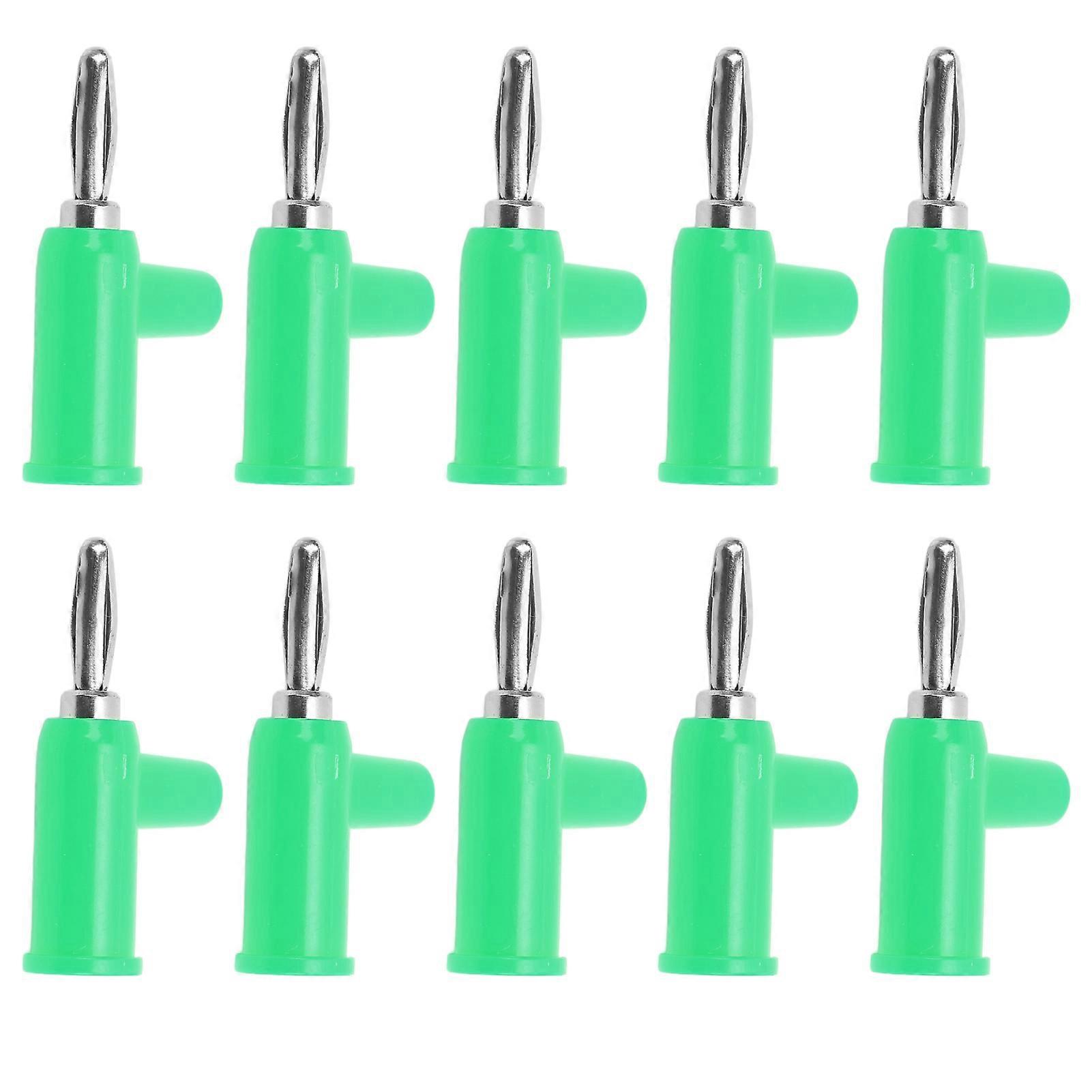 10pcs Stackable Banana Plug 4mm/0.2in Solderless Brass Standard Size Stackable Banana Connector for Security AccessoriesGreen