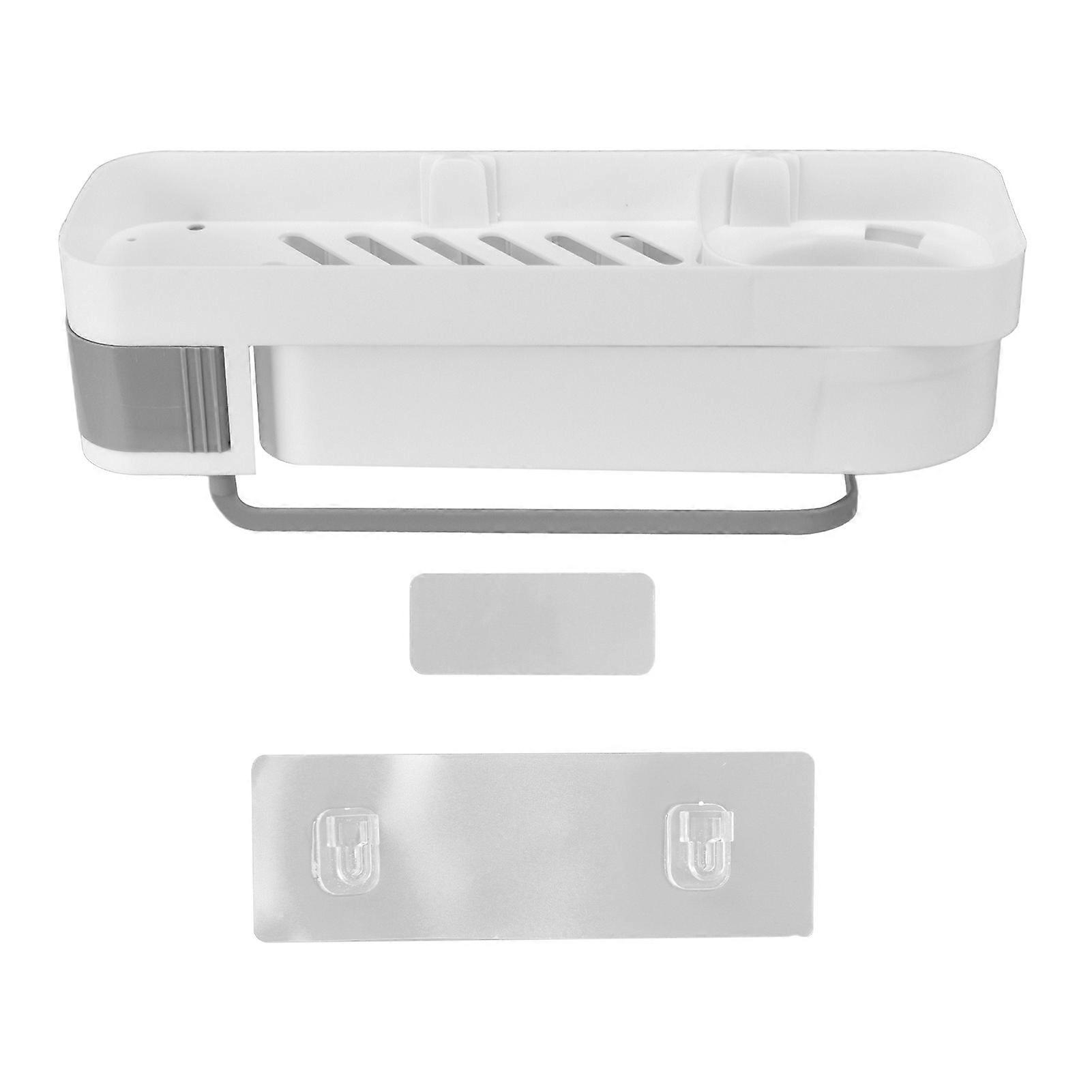 Bathroom Corner Rack Double Layer Rotatable Wall Mounted Stylish Simple Multifunctional Storage Shelfwhite And Grey