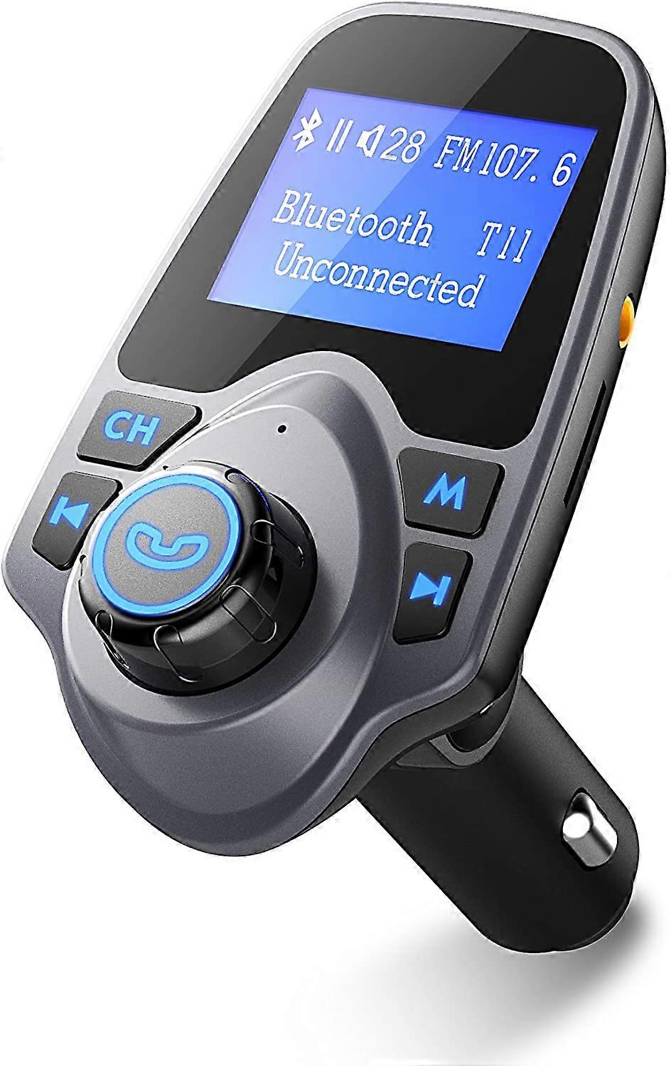 Virfine Bluetooth FM Transmitter for Car, Wireless Bluetooth Car Adapter Car Kit with Hand-Free Calling and 1.44 LCD Display, Music Player Support TF 