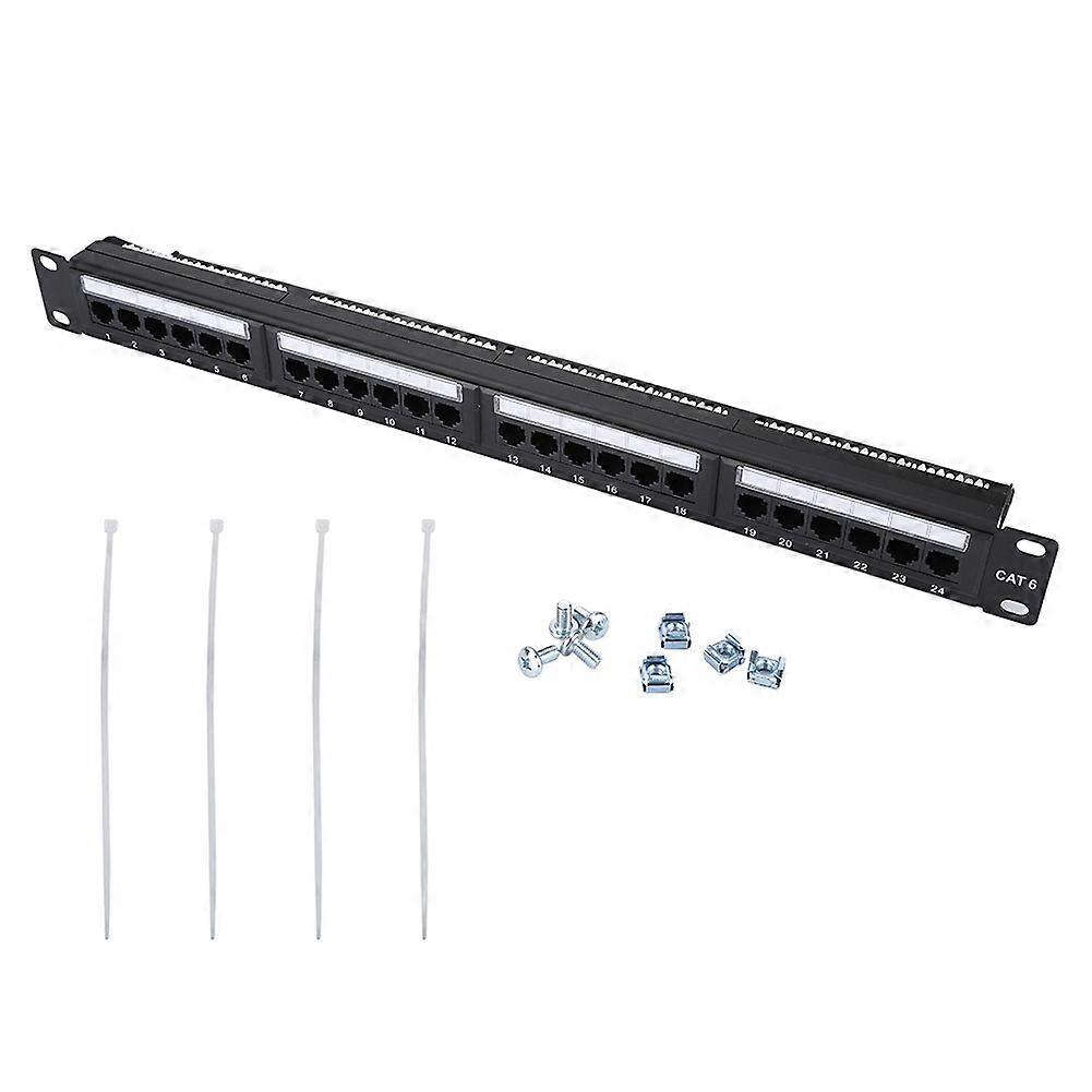 24 Port Mountable Data Patch Panel High Speed CAT6 CAT-6 Network Cable Rack
