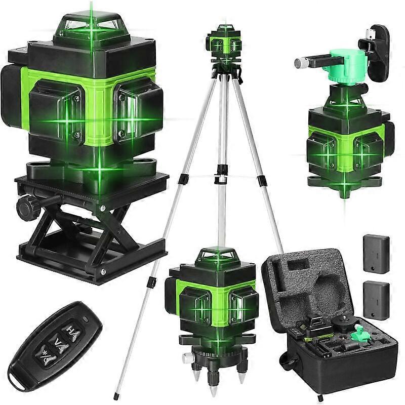 Multifunctional 4D 16 Lines Laser Level 3 Self-Leveling Machine USB Rechargeable Lithium Battery Leveling Tool with 1.5M 3-Heights Adjustable Alloy Ex