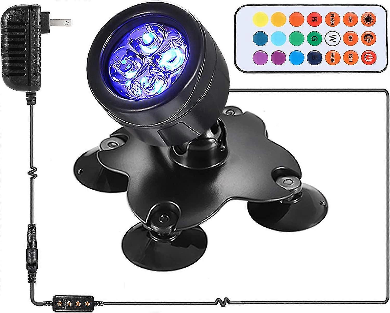 Underwater Pond Lights, IP68 Waterproof Color Changing Spotlights with Remote Control, LED Underwater Fountain Lights Submersible Lights 360 Degree Ro