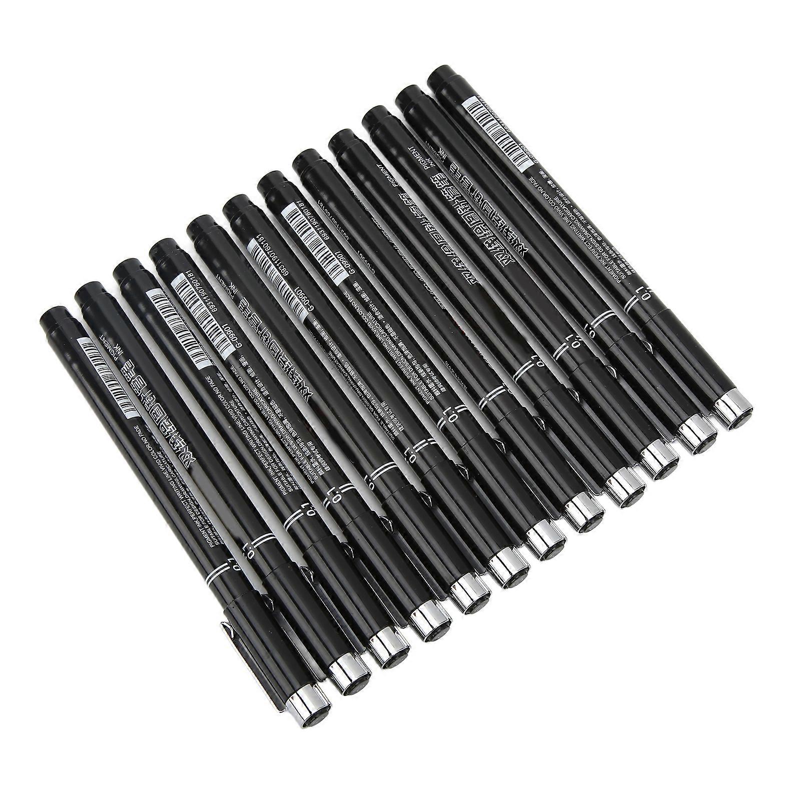 12Pcs Line Drawing Pen Write Smoothly Good Waterproof No Fade Stains Bleeding Fine Point Pens for Designer Illustrator09901 0.1
