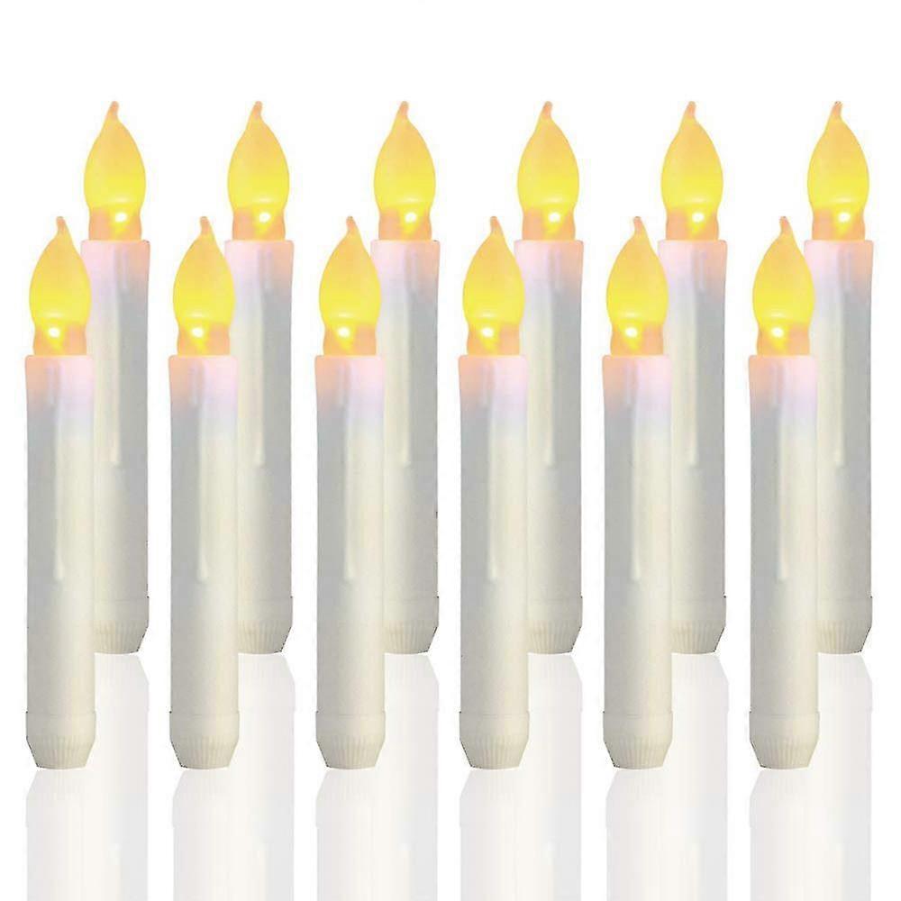 12er Set LED Stabkerzen Flammenlose Tafelkerzen