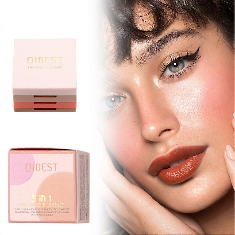 Facial Contouring Highlight Blush 3 in 1 Makeup Set High Gloss Powder Blusher