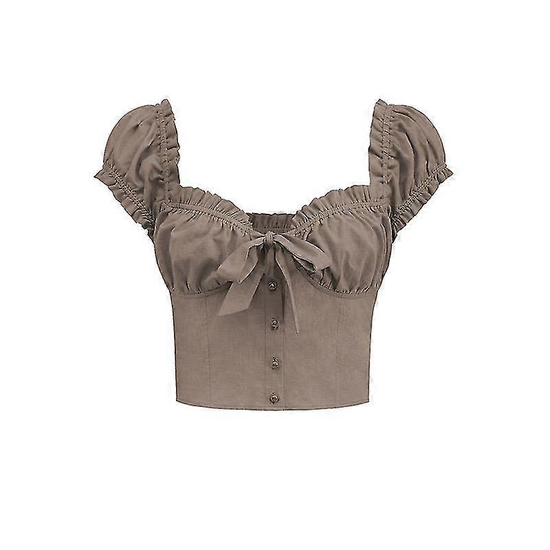 Camicetta Bardot a maniche corte Y2K Crop Top Button Down da donna