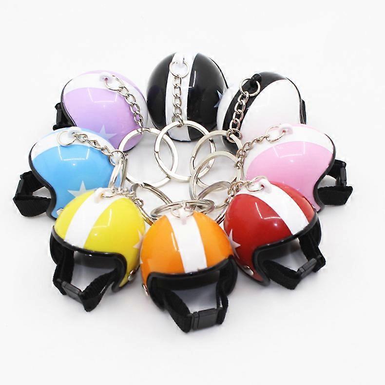 8pcs Retro Motorcycle Helmet Key Chain with Functional Closure