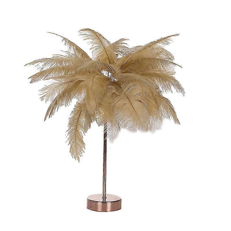Feather Table Lamp, Feather Led Night Lamp With Remote Control For Bedroom Wedding