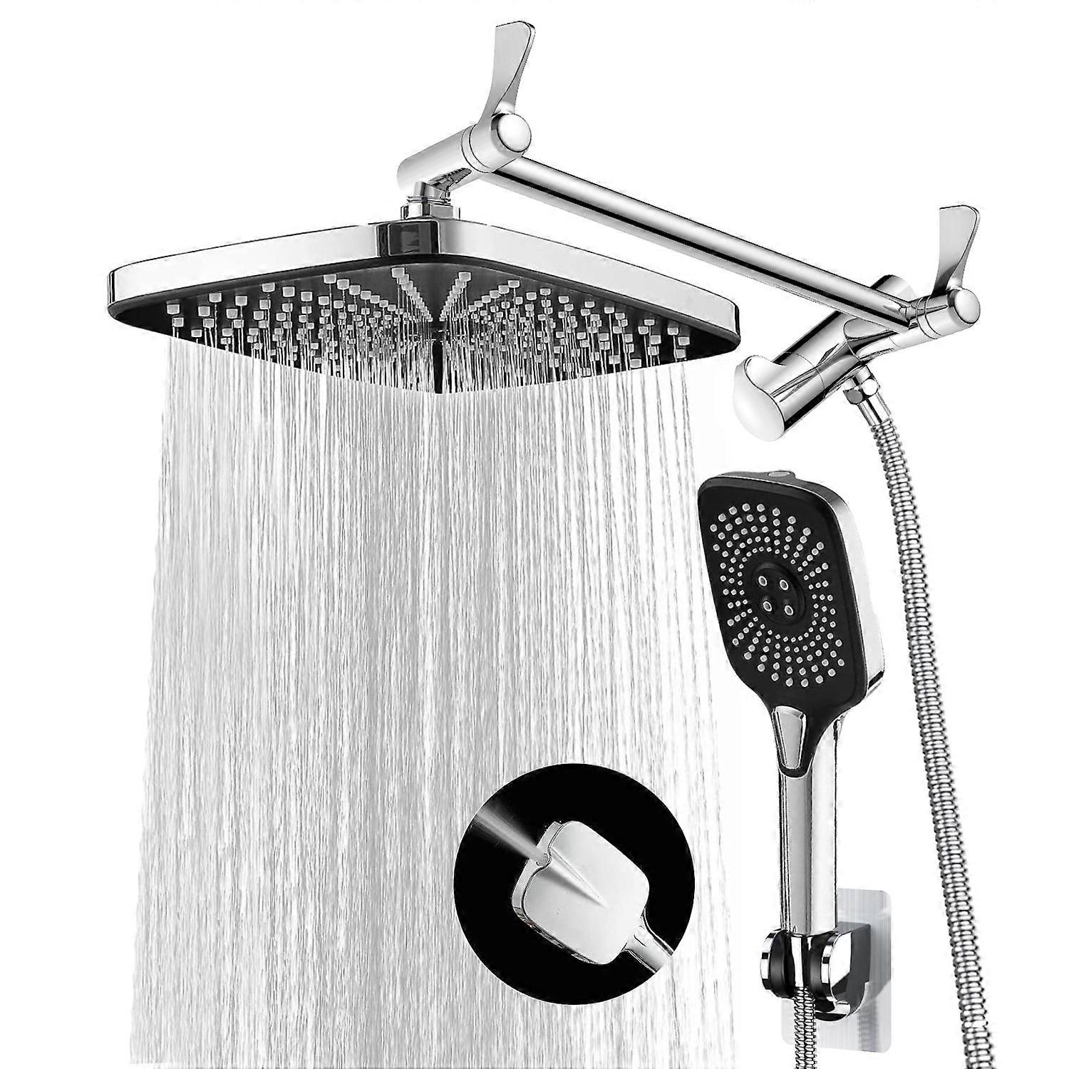 concealed shower sets, 12 inch square top spray, 3-function handheld showerhead with spray gun water function