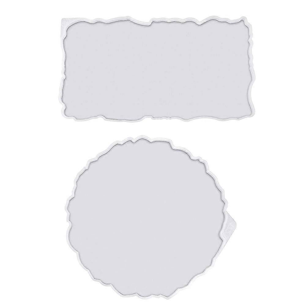 2 Pieces Tray Silicone Mold Kit Irregular Epoxy Resin Tray Molds for (Rectangle+Round)