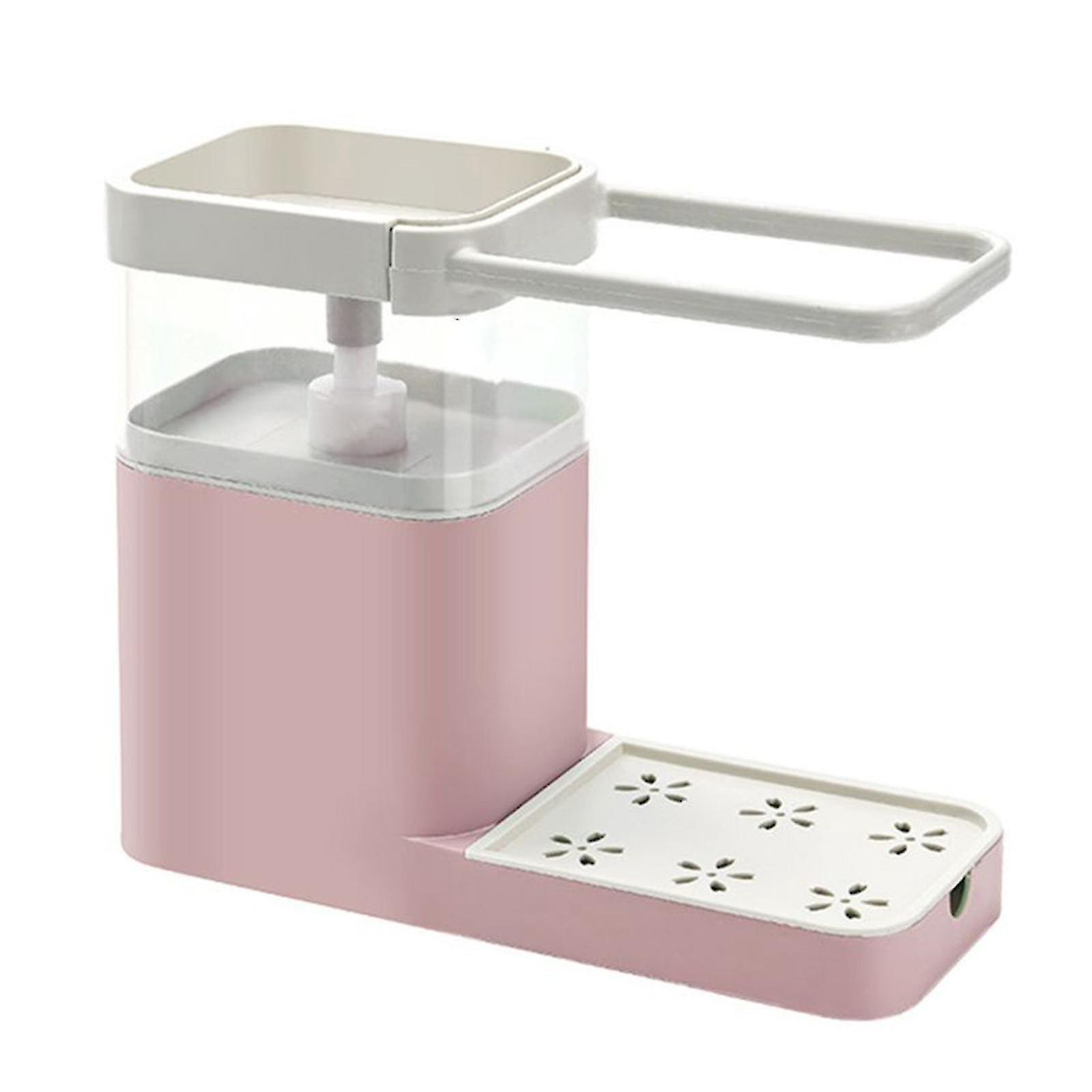 3 in 1 soap pumps dispenser container sponge holder dishcloth towel rag hanger drain organizer blue