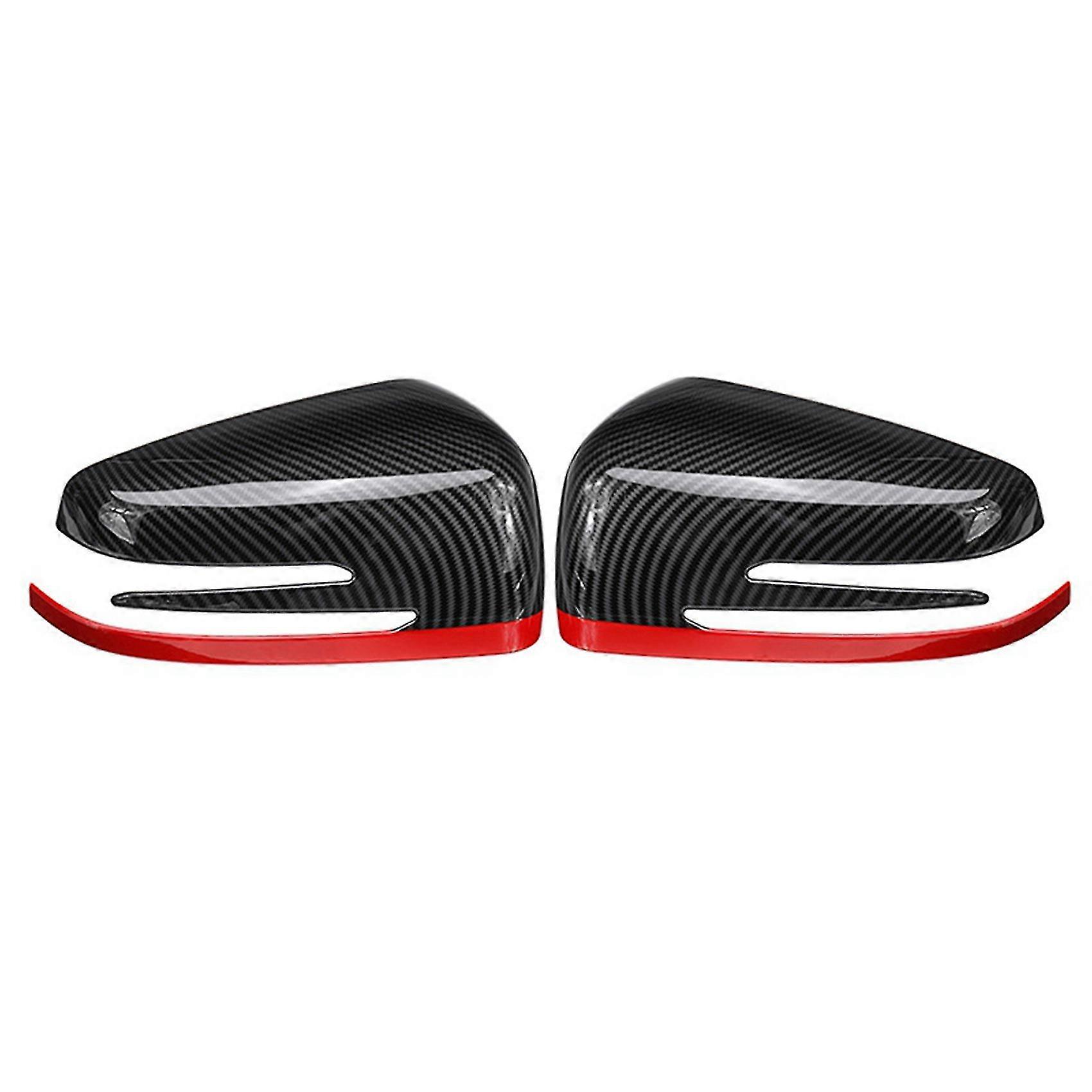 2X Car Rearview Side Mirrors Cover Cap for C E CLA GLA Class W176 W117 Carbon + Red