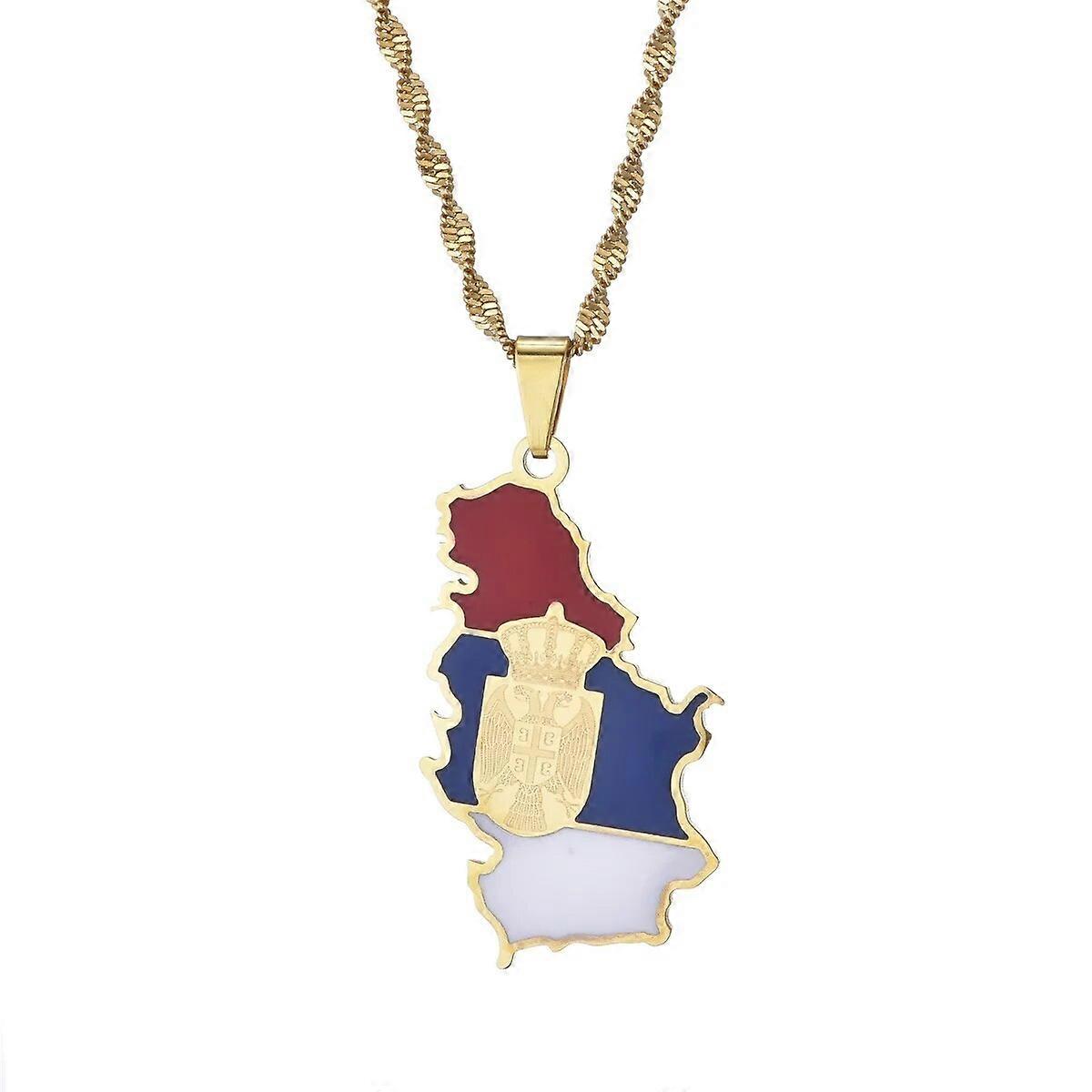 Serbie Aigle Carte Drapeau Pendentif Colliers pour Femmes Hommes Srbija Bijoux Serbe