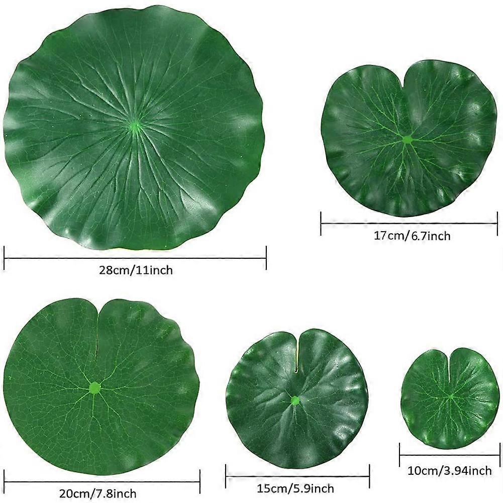 15 Pieces 5 Kinds Artificial Floating Foam Lotus Leaves Pads Foliage Pond Decor for Pool Aquarium D