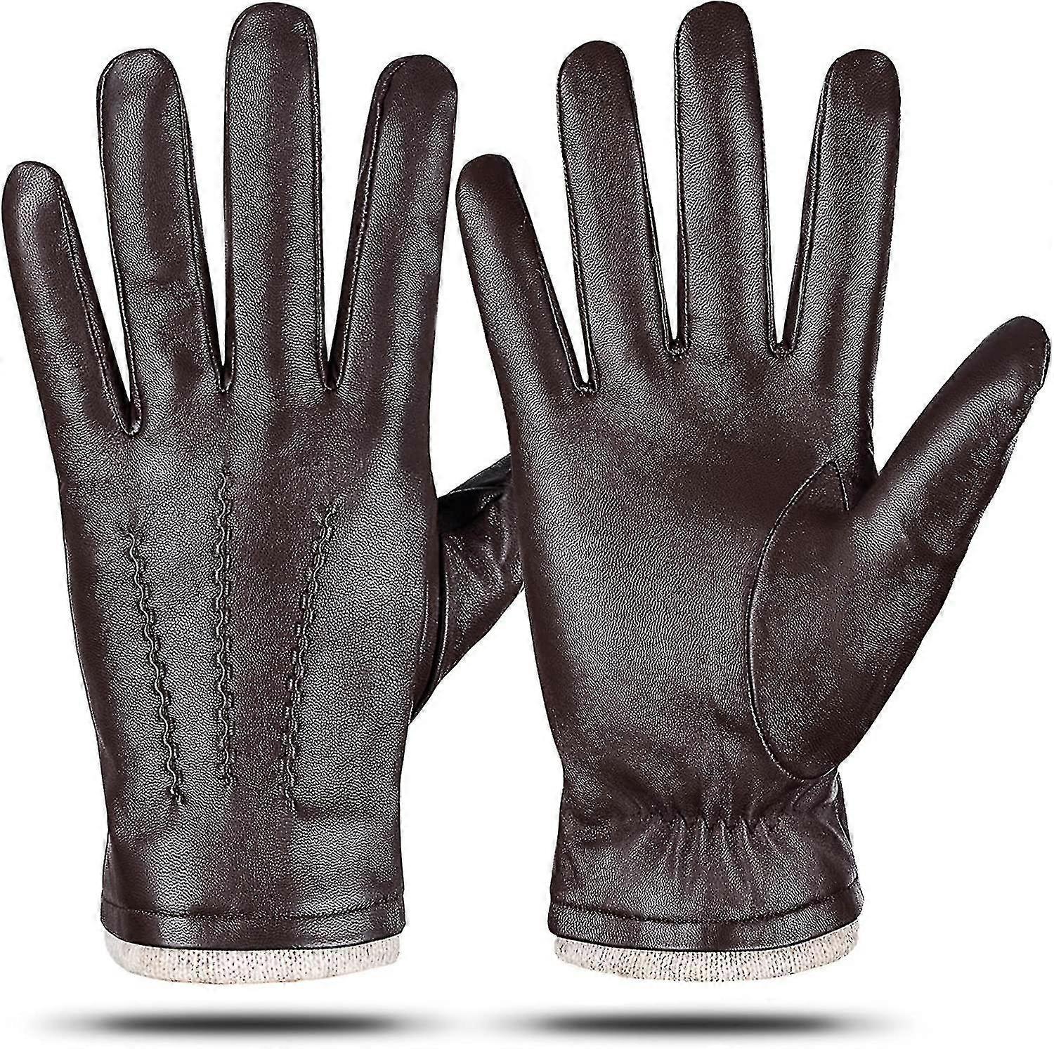 Winter Genuine Sheepskin Leather Gloves For Men. Warm Touchscreen Texting