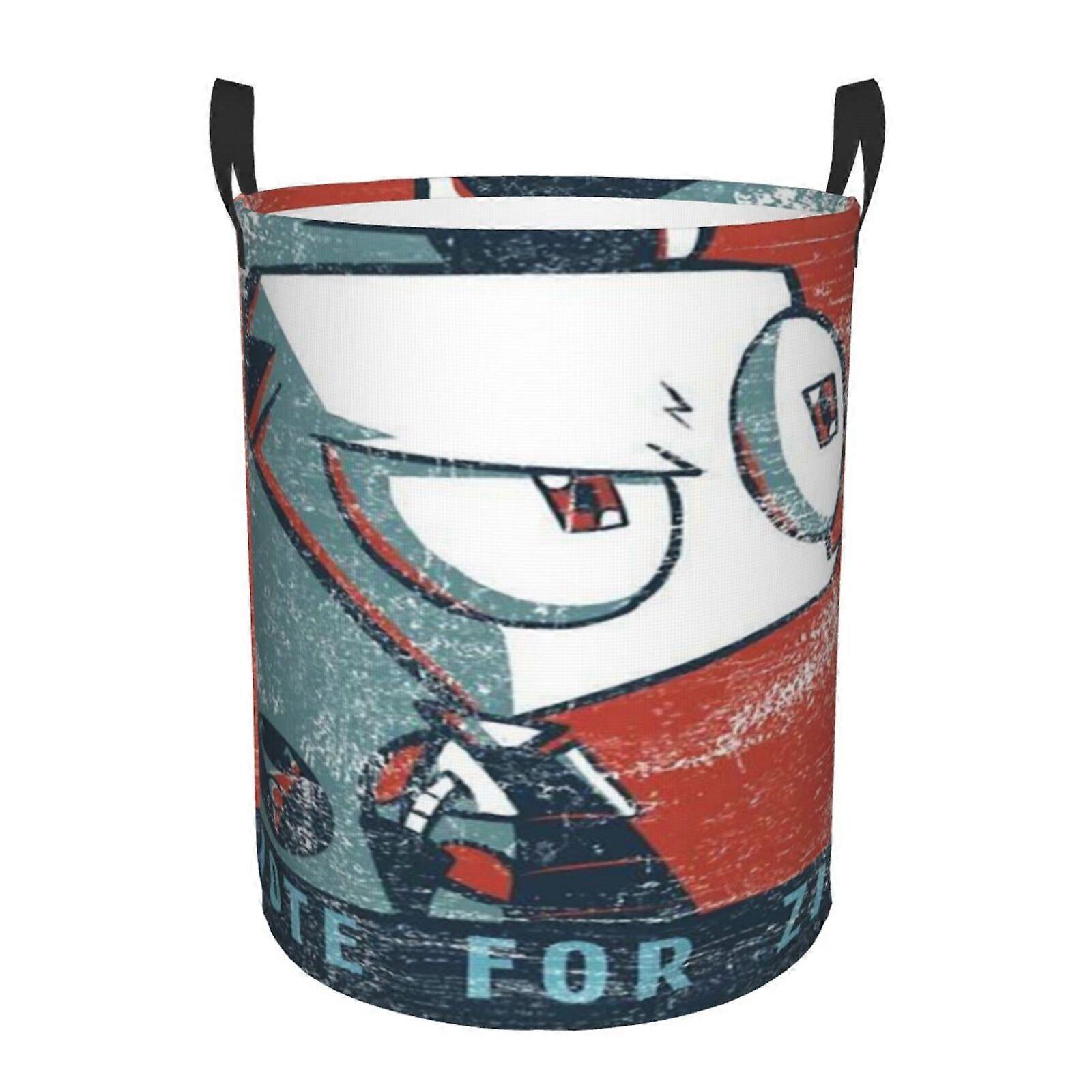 Invader Zim 3d Graphic Flame Laundry Basket Fire Flame Clothes Hamper Storage With Handle-SYS28124