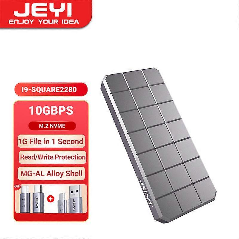 JEYI i9-square M.2 NVME 2280 2230 SSD Enclosure, USB 3.2 10Gbps to  NVME M-Key(B&M Key) External Solid State Drive Case