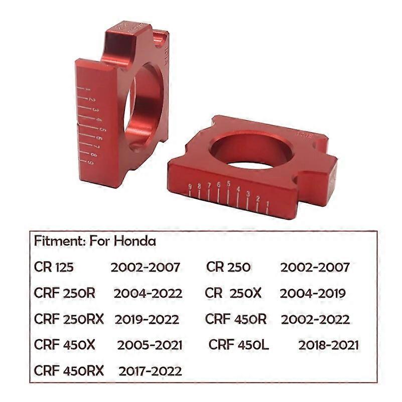 Motorcycle CNC Rear Chain Adjuster Axle Blocks For Honda CR125 CR250 CRF250R CRF250X CRF250RX CRF450R CRF450X CRF450RX Dirt Pike