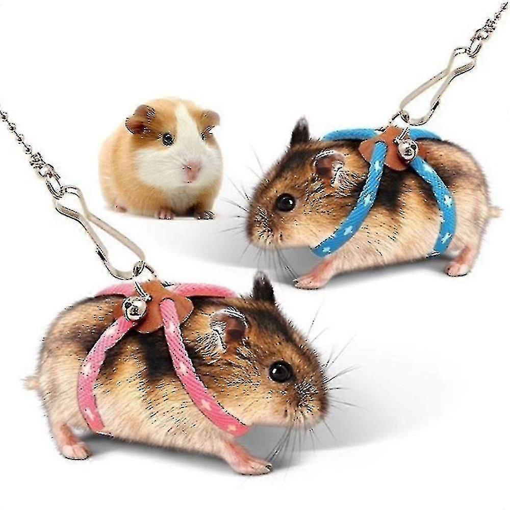 Adjustable Small Pet Harness Leash Hamster Mice Parrot Traction Rope With Bell&light Blue-sfygv