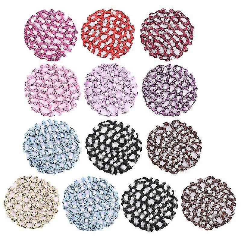 13pcs Mesh Crochet Hair Net Girl Hair Net Elastic Women Hairnet (assorted Color)