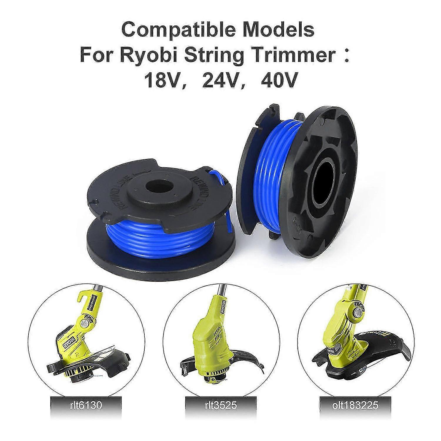 6pcs Replacement Spools With 1pcs Spool Cap For Ryobi Auto Power Cable With Caps, For Ryobi One, Ac14rl3a, 18v, 24v 40v Cordless Lawn Mowers Crjjkoy