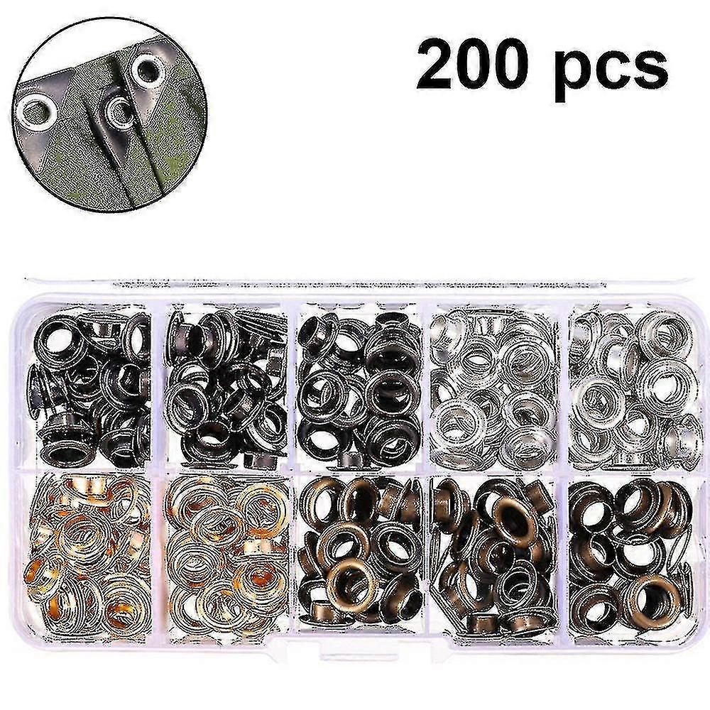 200pcs Eyelet Set Grommet Tool Kit Eyelet Pliers Set Eyelet Tool Tarpaulin Eyelets 6mm Eyelets Washers Punch With Box Rivet Eyelets Compatible With Le