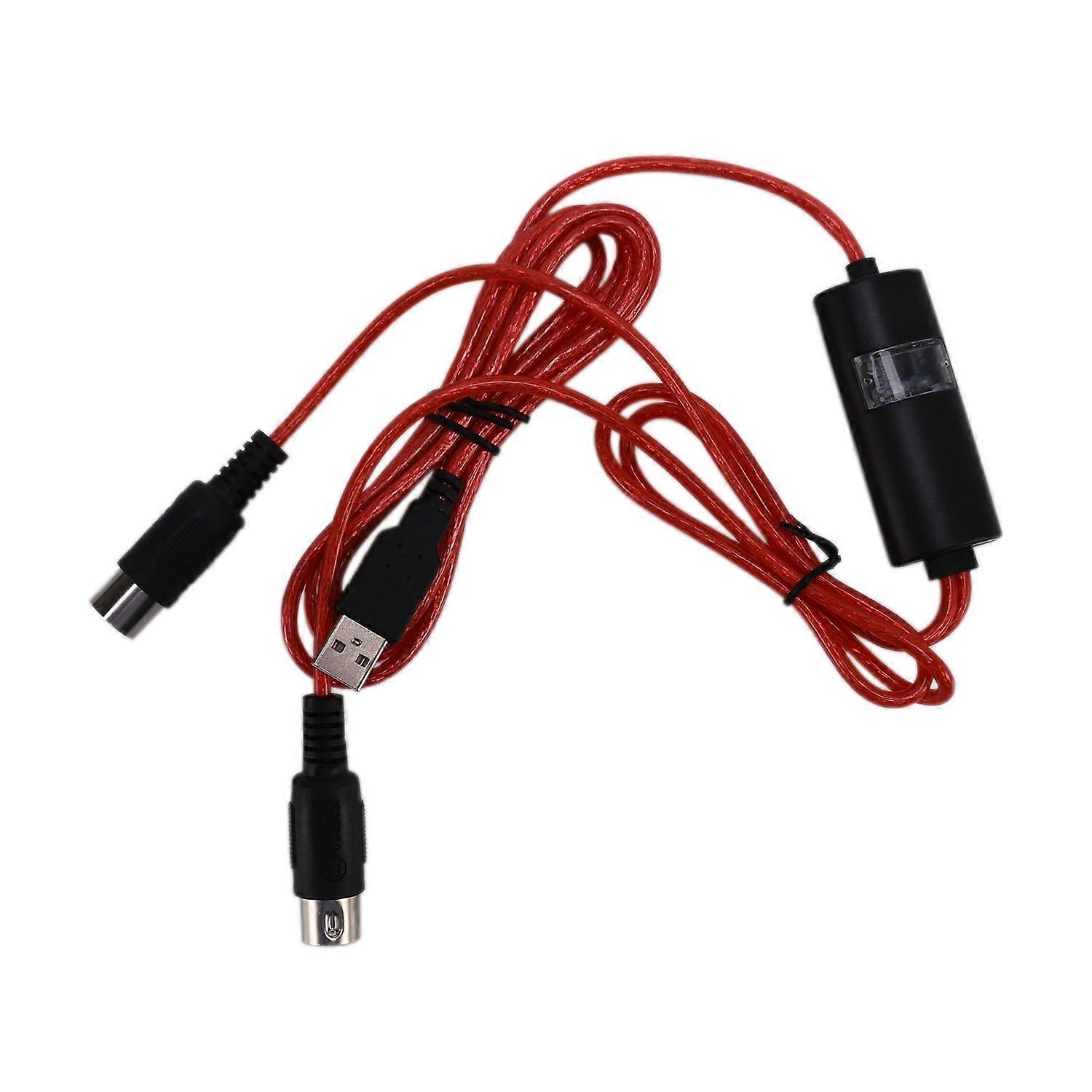 5-Pin Midi To USB In-Out Cable Adapter Converter For Windows Ios Laptop To Music Piano Keyboard
