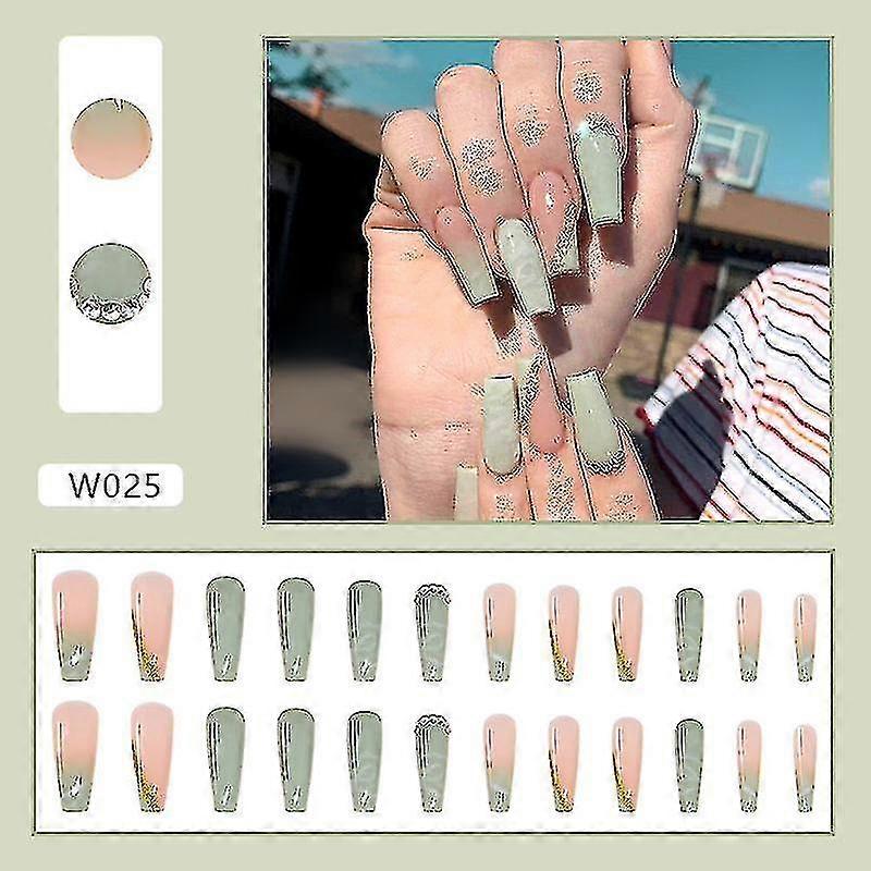W025抹茶バレエロングバレエネイルアートネイルパッチヨーロッパとアメリカの人格鎧を身に着けているボーナス:無料のプログレードのネイルファイルを手に入れよう
