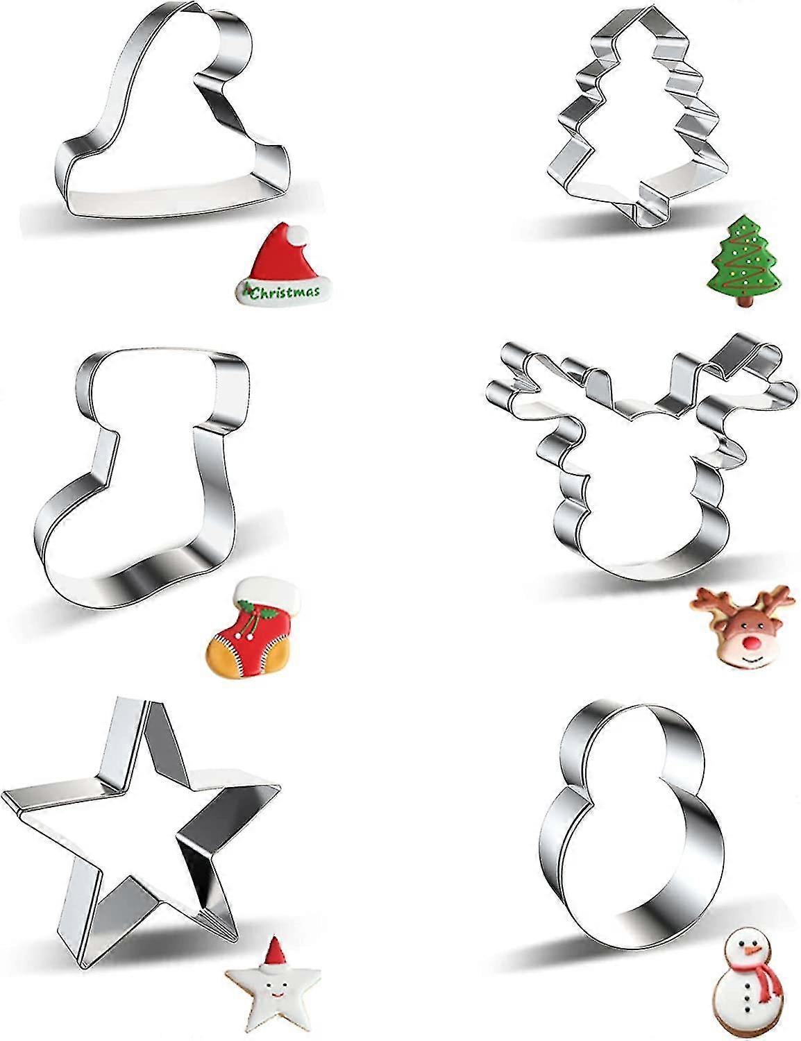 6 Pcs Christmas Cookie Cutters Set -christmas Stocking. Snowman. Christmas Tree