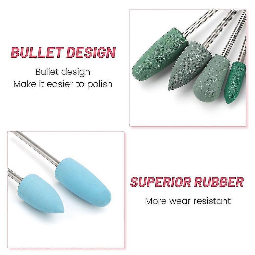 6pcs Rubber Silicone Nail Drill Bits Set Professional Medium Flame Cuspidal Polish Tools Ceramics Nail Drill Machine Accessories