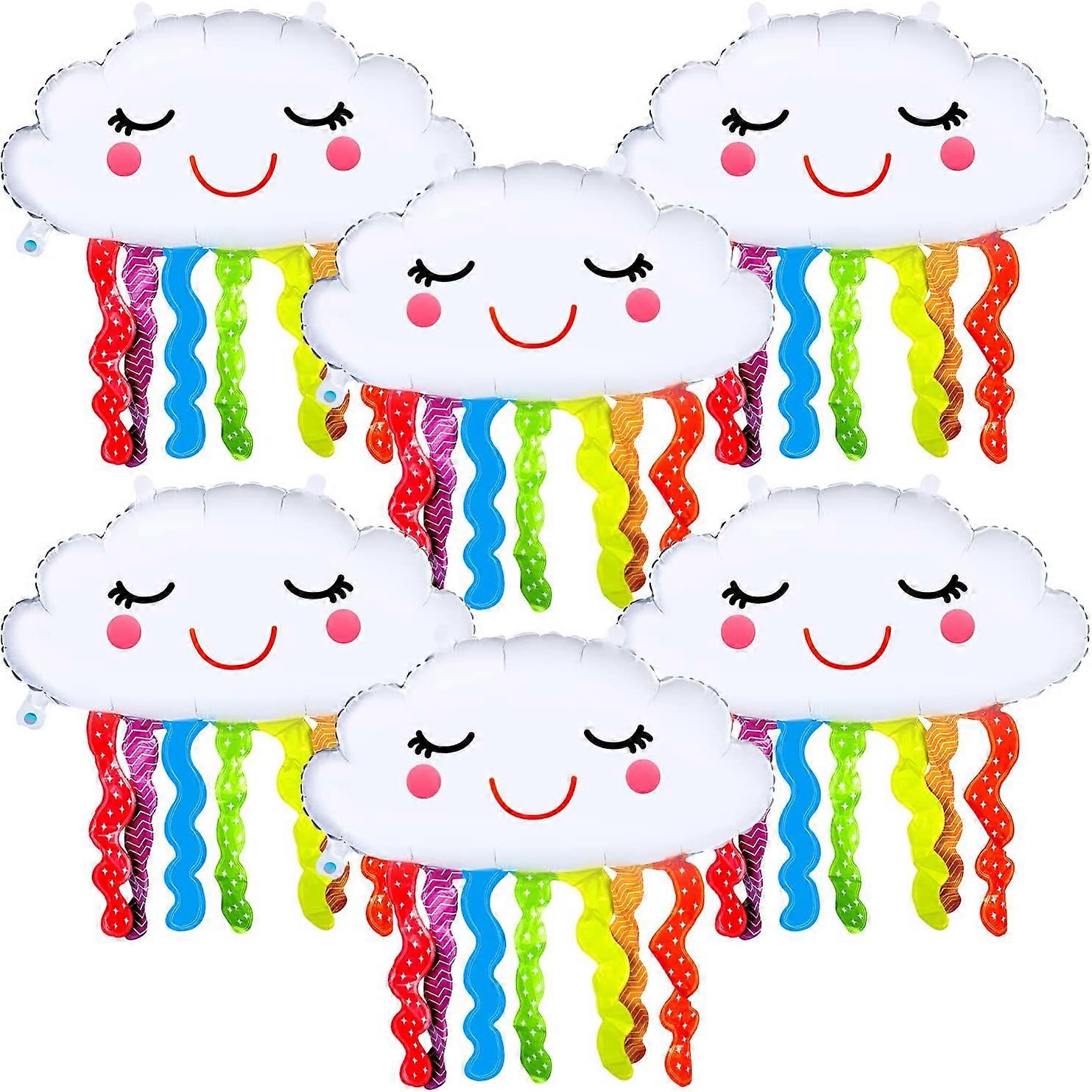 6pcs 76.2cm Rainbow Cloud Foil Balloons