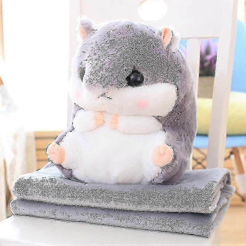 Brinquedos animais recheados de hamster de pelúcia fofos com cobertor
