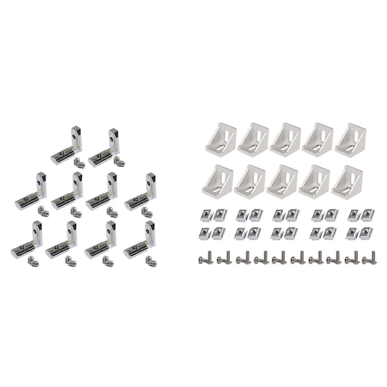 50Pcs Corner Bracket 2020 Series Profile Connector Set with 20Pcs Slot L-Shape Interior Inside Corn