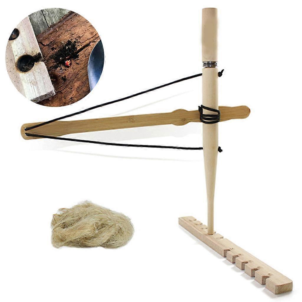 Starter Bow Drill Fire Set Wood Practice Kit Outdoor Activity Survival Tool