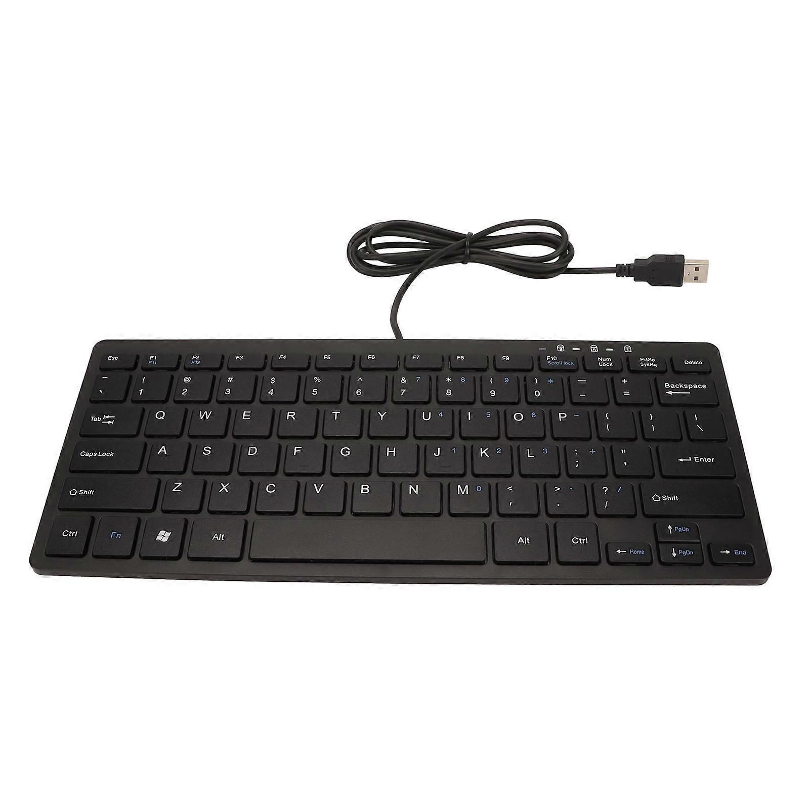 USB Wired Keyboard 78 Keys Ultra Thin Mini Portable Anti Slip Mute Keyboard for Laptops Desktops Black