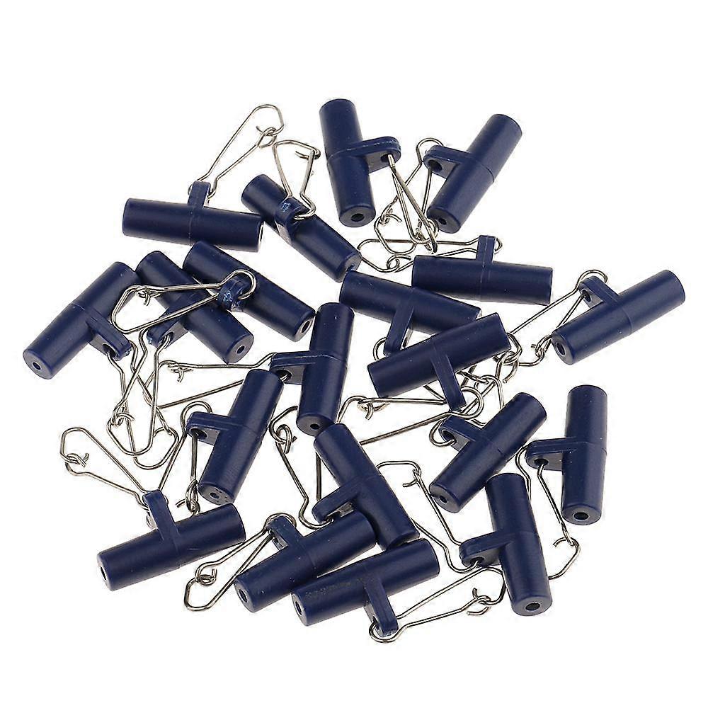 3x 20pcs Fishing Sinker Slides with Hooked Snap Closure for Braid Line S Blue