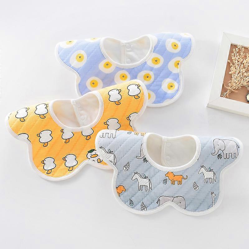 3PCS Baby Petal Bibs 360-Degree Rotating Multicolor Cotton ,Small Yellow Duck