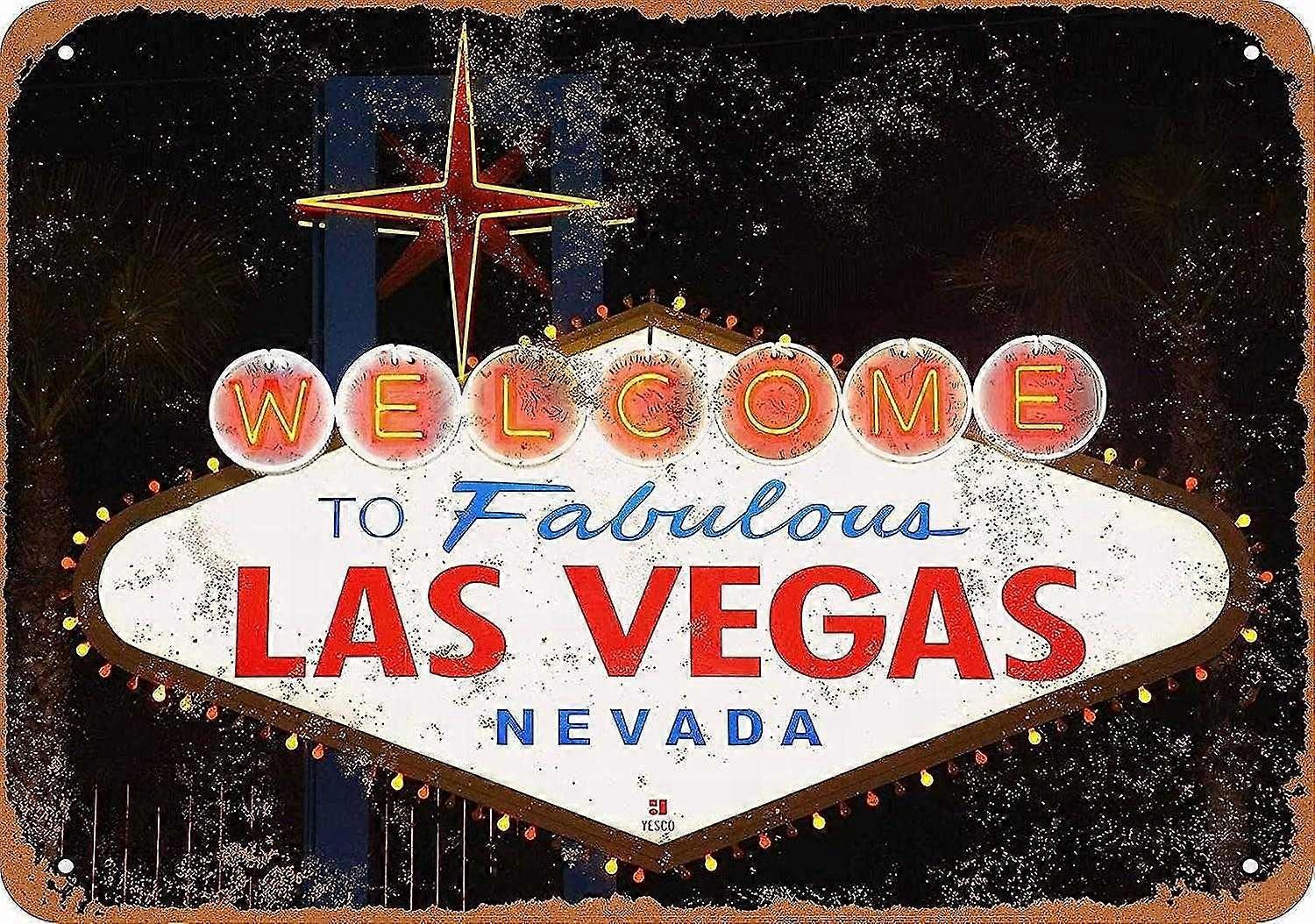 Vintage Metal Tin Sign 8x12 polegadas OU 12x16 polegadas polegadas - Bem-vindo à fabulosa Las Vegas - Retro Decora