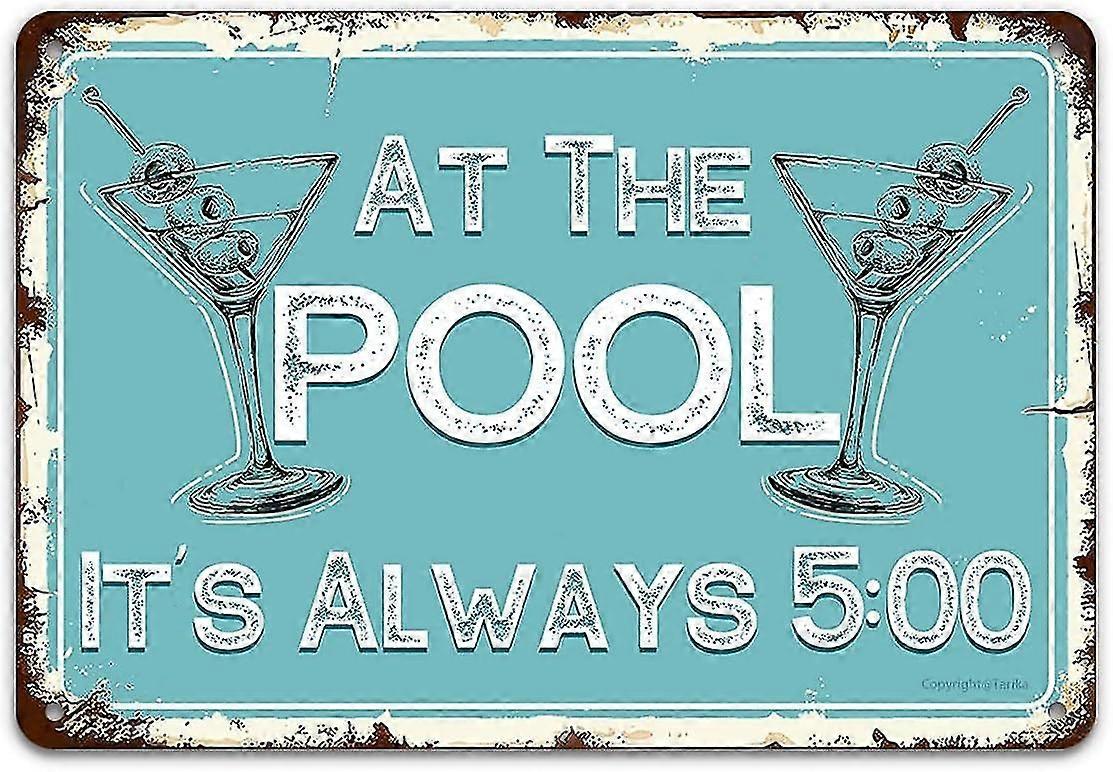 عتيقة حمام السباحة القصدير لافتة ، السباحة على مسؤوليتك الخاصة حورية البحر خارج الخدمة ، معدن 8x12 بوصة أو 12x16 Inc