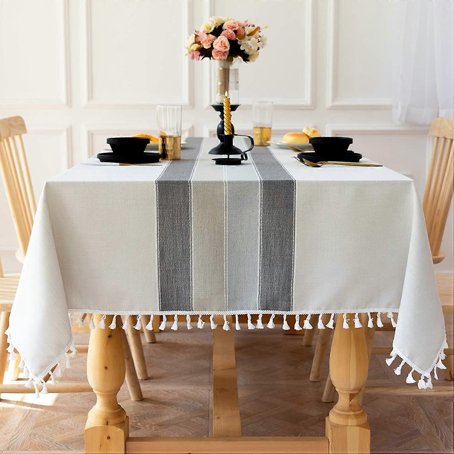 Dining Table Tablecloth for Dining Table Rustic Farmhouse Kitchen Coffee Table Tablecloth, Cotton Linen Fabric Small Rectangular Tablecloths for 4-6 S