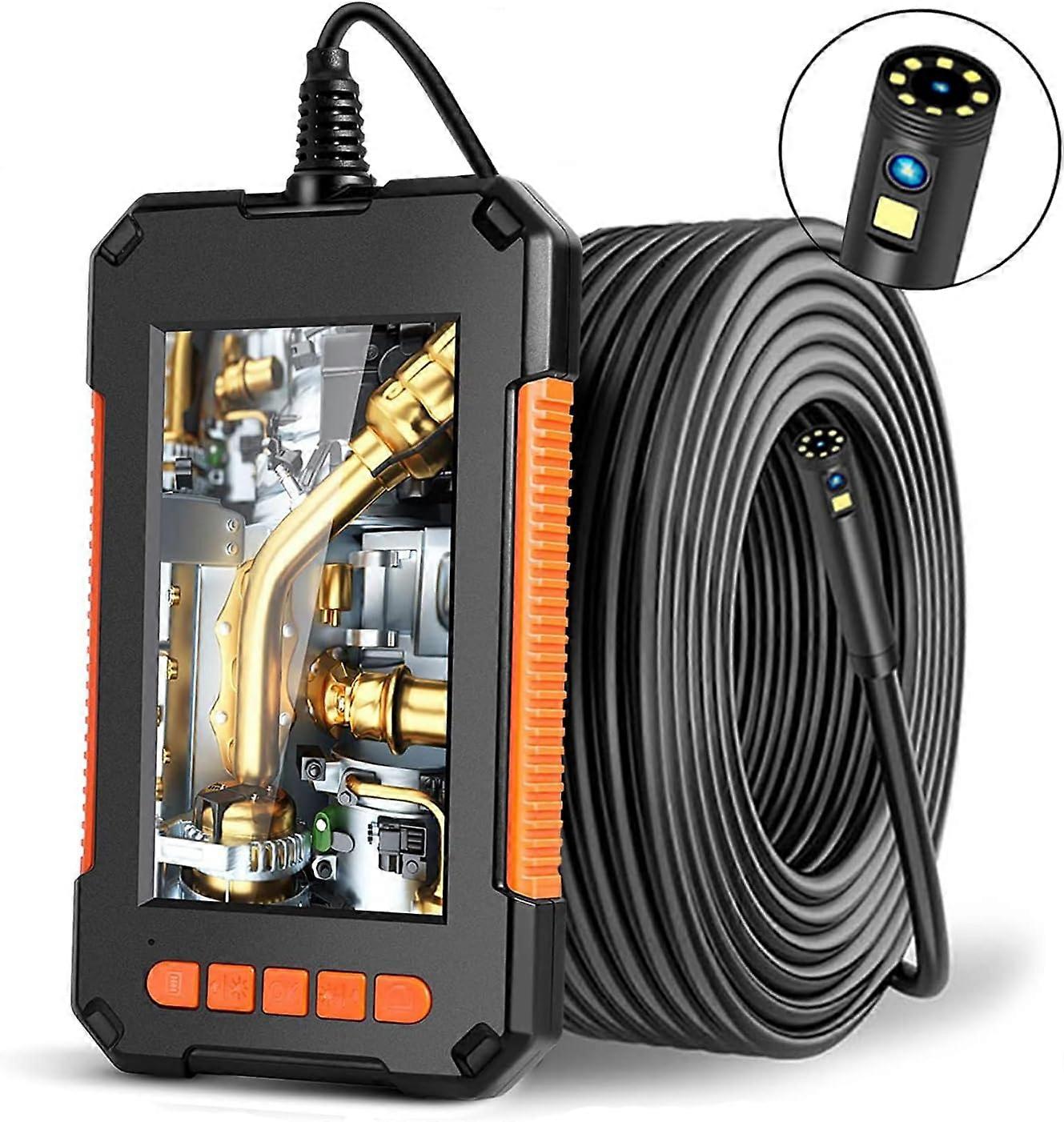 5MIndustrial Endoscope, Dual Head Endoscope Inspection Camera, 1080P HD Dual Lens Digital Endoscope, 4.3 Inch LCD Screen, IP67 Waterproof, with 8 LED