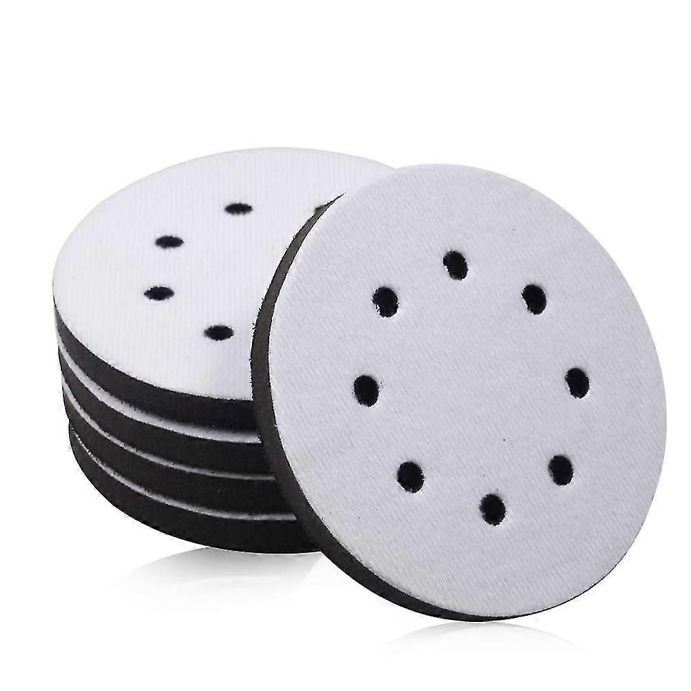 5pcs 5 Inch 8 Holes Hook And Loop Sanding Discs Pad Interface Buffer Cushion Soft Foam Buffering Pad Shank Backing Pad For Drill Grinder Rotary Tools