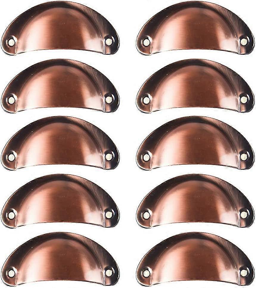 10x Vintage Shell Handle For Kitchen Cabinet Drawer,8.2cm X 3.5cm,red Copper