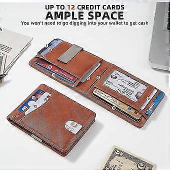 Men's Slim RFID Blocking Leather Wallet - Minimalist Front Pocket Credit Card Holder