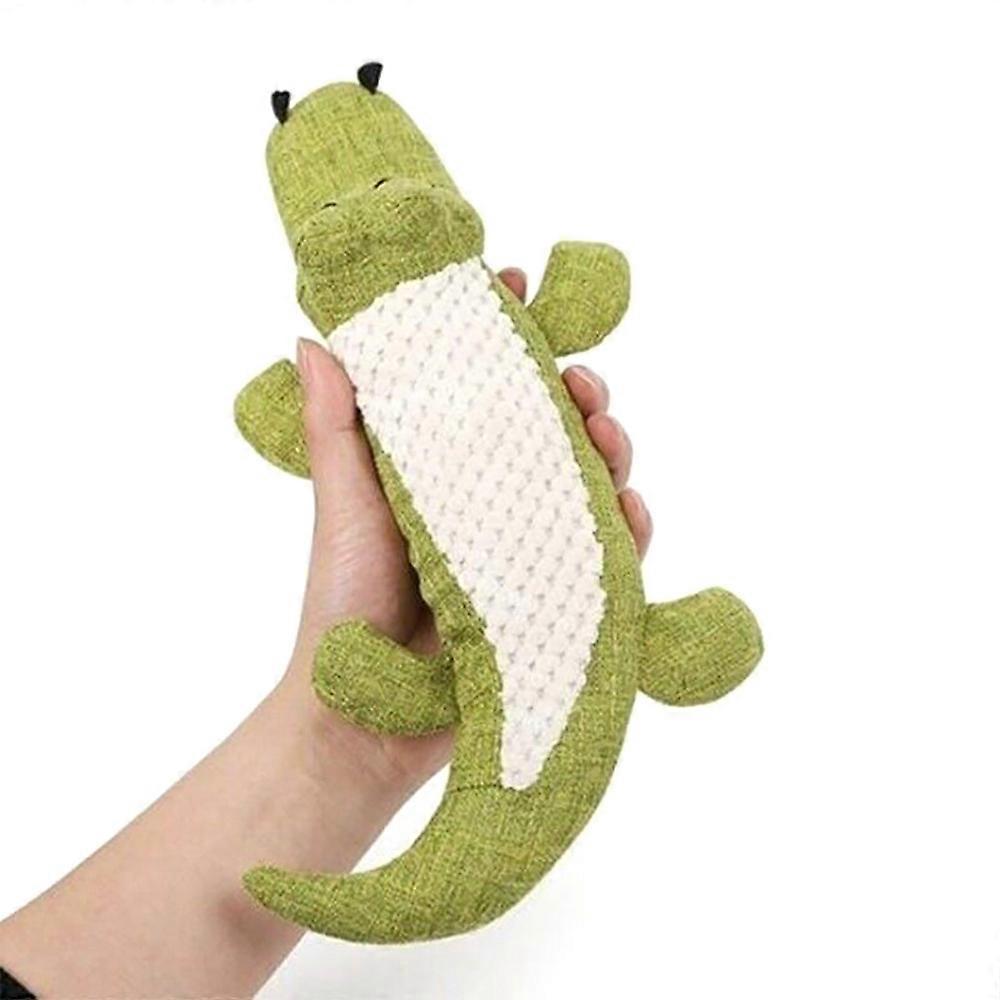 Pet Puppy Dog Chewy Toy Treat Bite Play Sound Squeaky Chew Crocodile Plush Doll