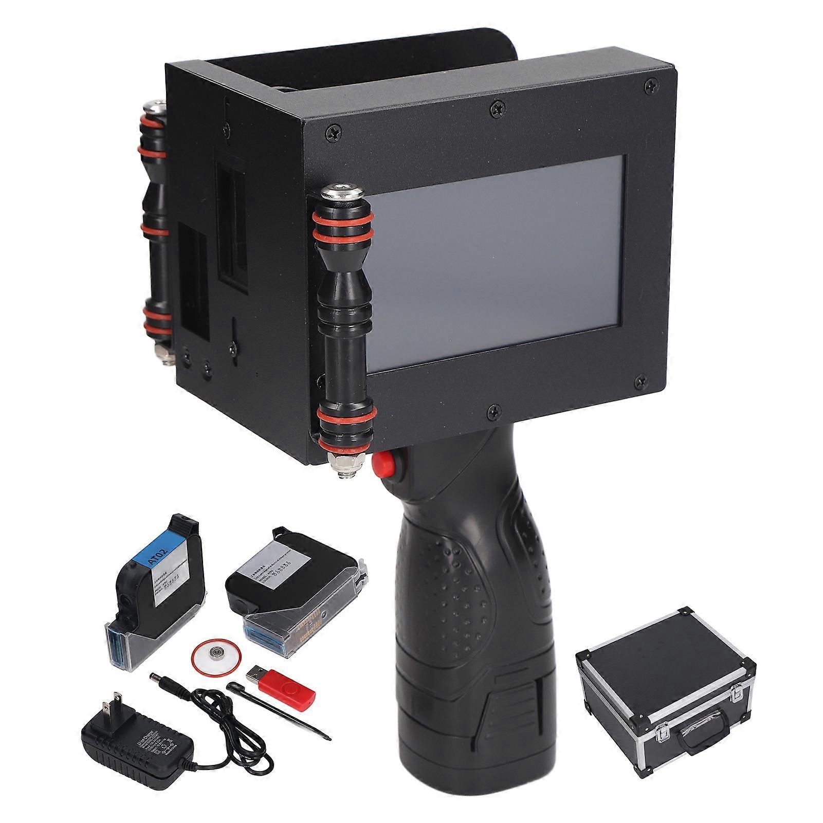 Handheld Inkjet Printer 4.3in Screen 50mm Character Mobile Inkjet Coder with Black Ink Cartridge US Plug 100240V